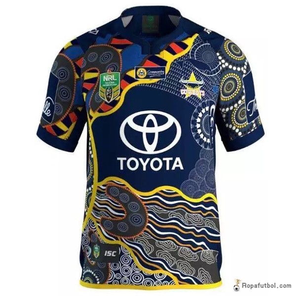 Camiseta Rugby North Queensland Cowboys Replica Primera Ropa 2016/17 Azul Amarillo